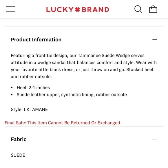 LUCKY BRAND TAMMANEE RYE BROWN SUEDE TWIST WEDGE HEEL SANDAL - Picture 2 of 12